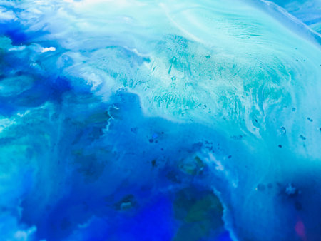 Close Up Colorful Fluid Pouring Abstract Art Acrylic Painting Texture Backgroundの写真素材