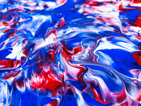 Close Up Colorful Fluid Pouring Abstract Art Acrylic Painting Texture Backgroundの写真素材