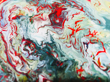 Close Up Colorful Fluid Pouring Abstract Art Acrylic Painting Texture Backgroundの写真素材