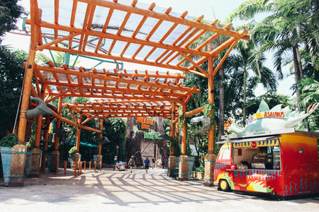 SINGAPORE - SEPTEMBER 24, 2016 : Jurassic Park theme in Universal Studios Singapore at Singapore Resorts World Sentosa..のeditorial素材