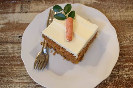 Carrot cake on the tableの写真素材