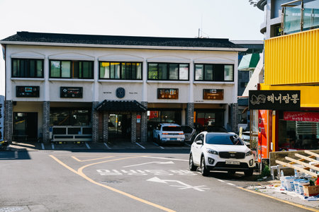 Jeju Island, South Korea - July 10, 2022: Street view of Ilchul road in Jeju city.のeditorial素材