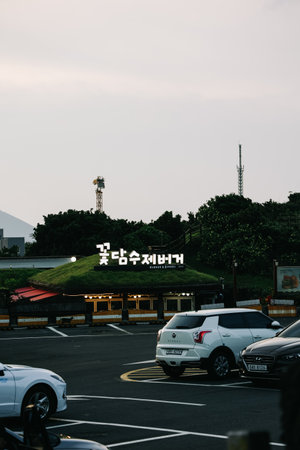 Jeju Island, South Korea - July 10, 2022: Street view of Ilchul road in Jeju city.のeditorial素材