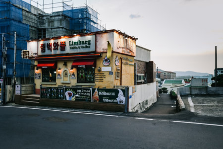 Jeju Island, South Korea - July 10, 2022: Street view of Ilchul road in Jeju city.のeditorial素材