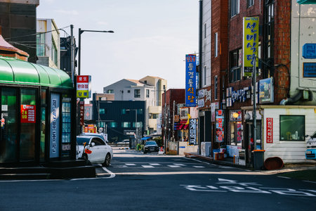 Jeju Island, South Korea - July 10, 2022: Street view of Ilchul road in Jeju city.のeditorial素材