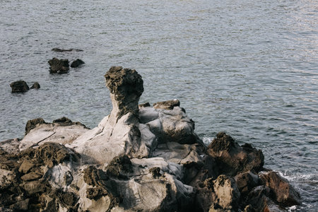 Beautiful scenery and rocks at Dakmeor Coast, Jocheon-eup, Jeju-si, South Korea.の写真素材
