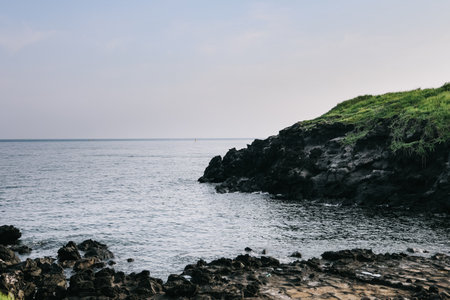 Beautiful scenery and rocks at Dakmeor Coast, Jocheon-eup, Jeju-si, South Korea.の写真素材