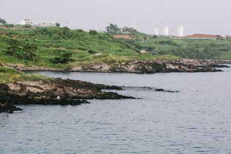 Beautiful scenery and rocks at Dakmeor Coast, Jocheon-eup, Jeju-si, South Korea.の写真素材