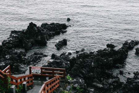 Yongduam Rock. Yongduam is a dragon head-like rock and one of the famous attraction in Jeju city.の写真素材