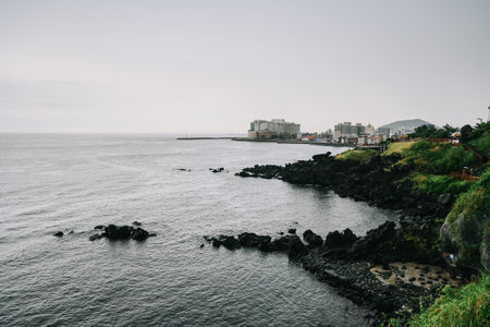 Yongduam Rock. Yongduam is a dragon head-like rock and one of the famous attraction in Jeju city.の写真素材
