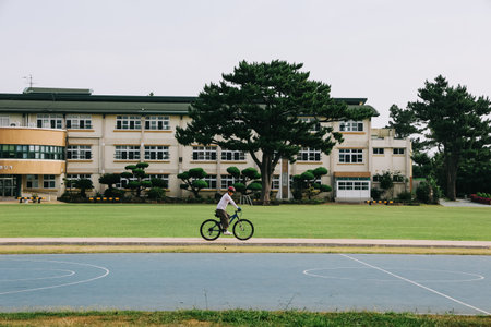 Jeju Island, South Korea - July 10, 2022: A school in Jeju island on the morning.のeditorial素材