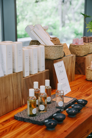 Jeju, South Korea - July 11, 2022: Innisfree Jeju House in summer. It's a flagship store and cafe in Jeju Island, where you can experience and purchase Innisfree cosmetic products.のeditorial素材