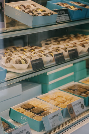 Jeju, South Korea - July 11, 2022: Aewoldol Cream Bread of Aewoldang Aewol Bakery, it's made from basalt. Recommand to try cream bread when you come to Jeju island.のeditorial素材
