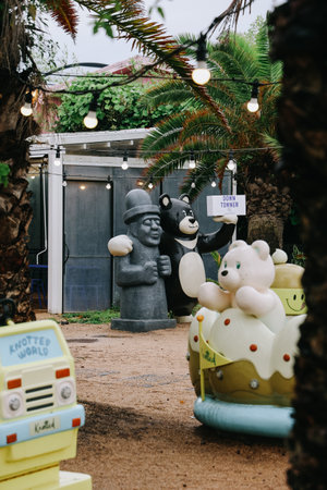 Jeju, South Korea - July 11, 2022: Cafe Knotted Jeju Aewol branch, it's famous cafe in South Korea that specialise in donuts.のeditorial素材