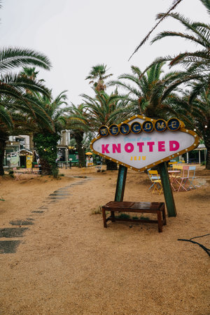 Jeju, South Korea - July 11, 2022: Cafe Knotted Jeju Aewol branch, it's famous cafe in South Korea that specialise in donuts.のeditorial素材