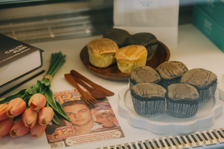 Jeju, South Korea - July 11, 2022: Aewoldol Cream Bread of Aewoldang Aewol Bakery, it's made from basalt. Recommand to try cream bread when you come to Jeju island.のeditorial素材
