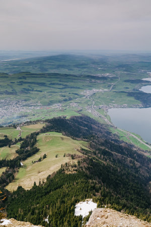 Beautiful view of alps mountain from Rigi Kulm, Switzerland on calm sunny day.の写真素材