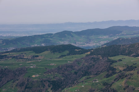 Beautiful view of alps mountain from Rigi Kulm, Switzerland on calm sunny day.の写真素材