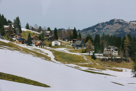 Nature view from Stoos mountain in Canton Schwyz, Switzerland, Europe.の写真素材