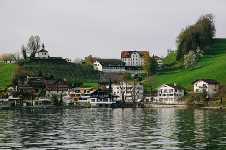Waterview on Swiss village near Lucerne, Switzerland.