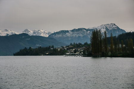 Waterview on Swiss village near Lucerne, Switzerland.