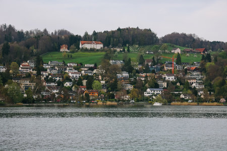 Waterview on Swiss village near Lucerne, Switzerland.