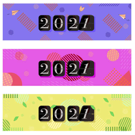 Colorful banner for New Year 2021のイラスト素材