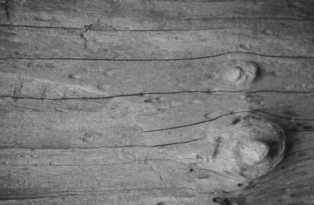 Vintage background image of the old gray wooden has a rough texture and different grain patterns. There are straight and curved lines. There are vignettes and the middle of the image for copy space.の写真素材