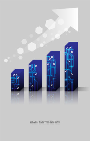 Blue graph and technology, modern and hi-tech, diagram, presentation, layout