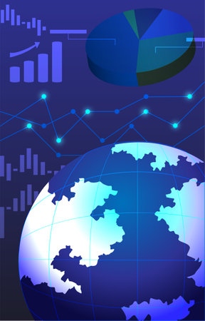 Background of the world and graph on the dark blue background, business, investment, stock, chartのイラスト素材