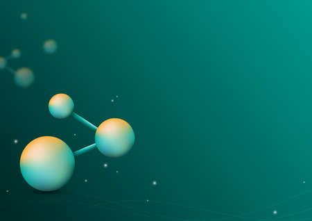 Light green molecule on the dark green background, science, technology, chemicalのイラスト素材