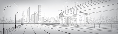 airplane, amaze, amazing, architecture, art, background, buildings, business, center, city, composition, creative, dynamic, energy, futuristic, highway, illustration, industrial, industry, infrastructure, life, lines, modern, new, overpass, panorama, persのイラスト素材