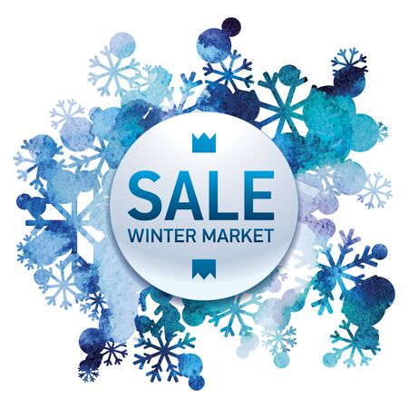 Winter market, seasons sale, snow bouquet, handmade painted, abstract vector design artのイラスト素材