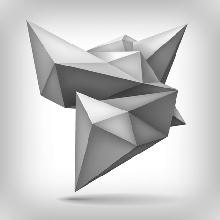 Volume geometric shape, 3d crystal, abstraction low polygons object, vector design formのイラスト素材