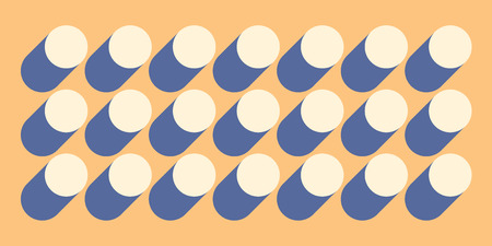 Geometric color background, flat style wallpaper, cylinders with shadow, retro abstraction, vector...