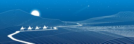 Road in the mountains, winding highway, rock landscape, white lines on blue background, caravan passes, vector design artのイラスト素材