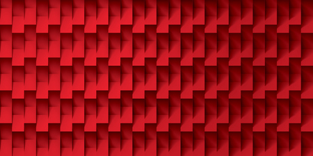 Volume realistic vector texture, red cubes, steps geometric pattern, design wallpaperのイラスト素材