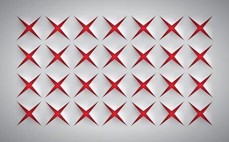 Realistic texture, gray surface with slots in the form of stars, red inside, vector design backgroundのイラスト素材