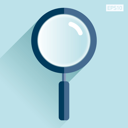 Search loupe icon in flat style, magnifying glass on color background. Vector design object for you projectのイラスト素材
