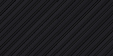 Volume realistic embossing texture, iron fence, inclined strips, black 3d geometric pattern, design vector dark background.のイラスト素材