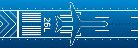 Aircraft on the runway. Aviation transportation illustration. Plane is on the runway.のイラスト素材