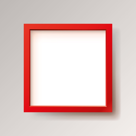 Realistic empty red frame on gray background, border for your creative project, mock-up sample, vector design objectのイラスト素材