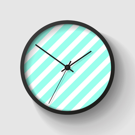 Simple striped wall Clock in realistic style, minimalistic timer on light background. Business watch. Vector design element for you projectのイラスト素材