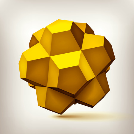 Volume polyhedron gold star, 3d object of geometry shape.のイラスト素材