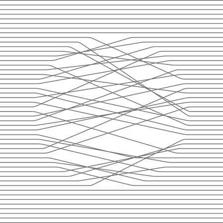 Abstract composition. Black and white illustration. Parallel lines intersect in a circle. Vector...