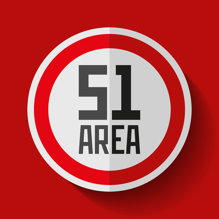 Secret Base. Area 51. Danger round sign on red background. Vector designのイラスト素材