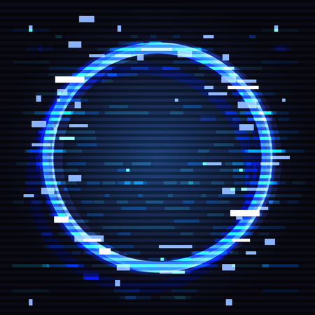 Glitch circle. Round object in computer style effect. Vector design artのイラスト素材