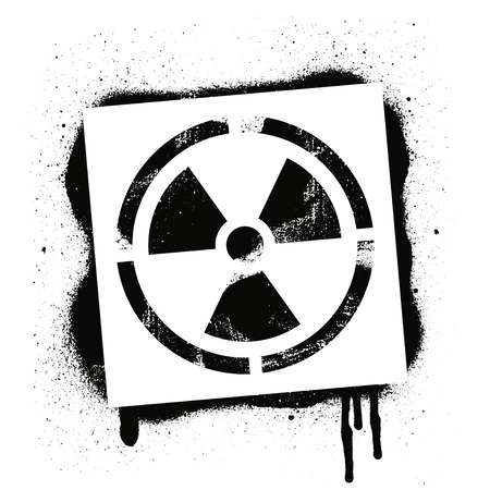 Stencil radioactive sign. Radiation hazard. Black graffiti print on white background. Vector design street artのイラスト素材