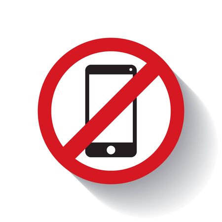 Sign do not use mobile phone. Ndon't talk smartphone sign icon in flat style. Vector design danger illustration for you projectのイラスト素材