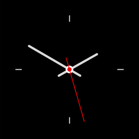 Clock face icon in flat style, minimalistic timer on black background. Business watch. Vector design element for you projectのイラスト素材